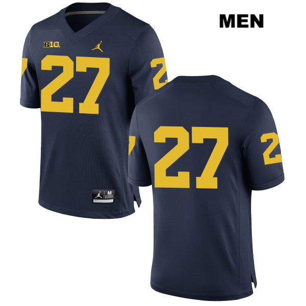 Men's NCAA Michigan Wolverines Hunter Reynolds #27 No Name Navy Jordan Brand Authentic Stitched Football College Jersey DJ25E50ES